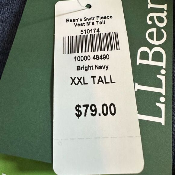 L.L. Bean Sweater Fleece Vest Bright Navy Blue | Men’s XXL Tall - Picture 11 of 13